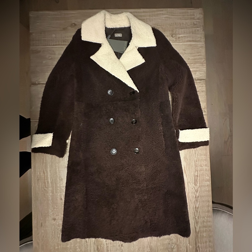 Anne Vest Saint Dior Brown Leather Shearling Coat